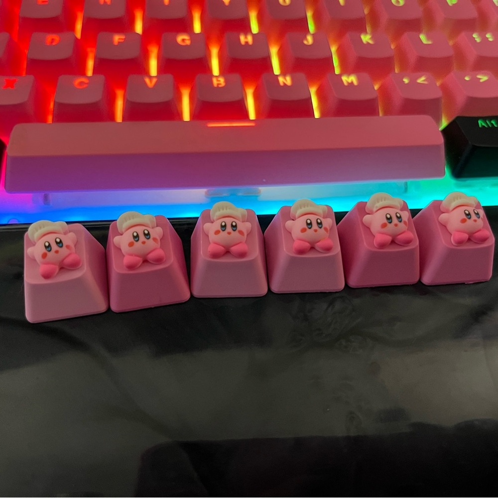 Cute Pink Artisan Kirby with Chef Hat pink Keycap